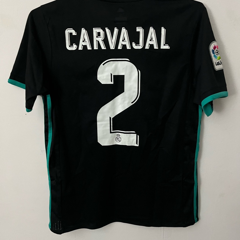 Carvajal Real Madrid Away Jersey. Number 2. Adidas (Black & Teal). Adult S
